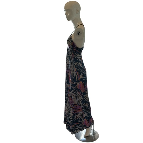 Lorie Lester Miami Blue Multi Palm Print Halter Maxi Dress Size XS - Picture 5 of 15